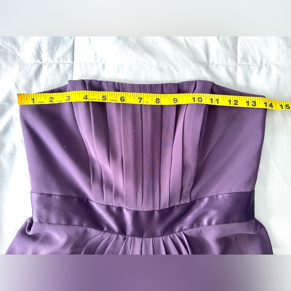 David’s Bridal•strapless pin-tuck gown•size 2P•polyester•lined•dusty plum/purple - Picture 5 of 12